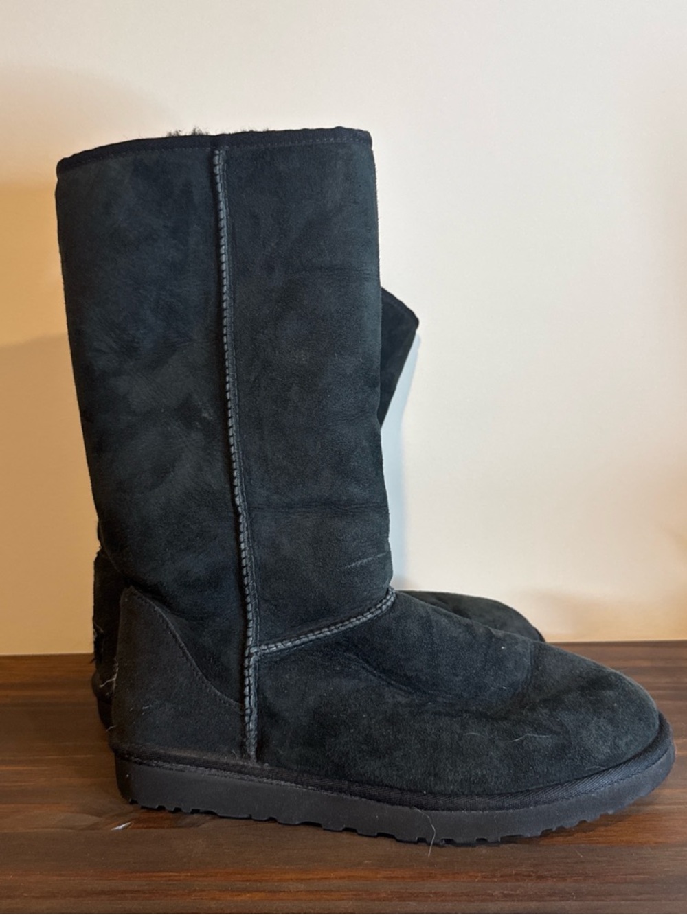 UGG Black Suede Mid-Calf Cozy Boots